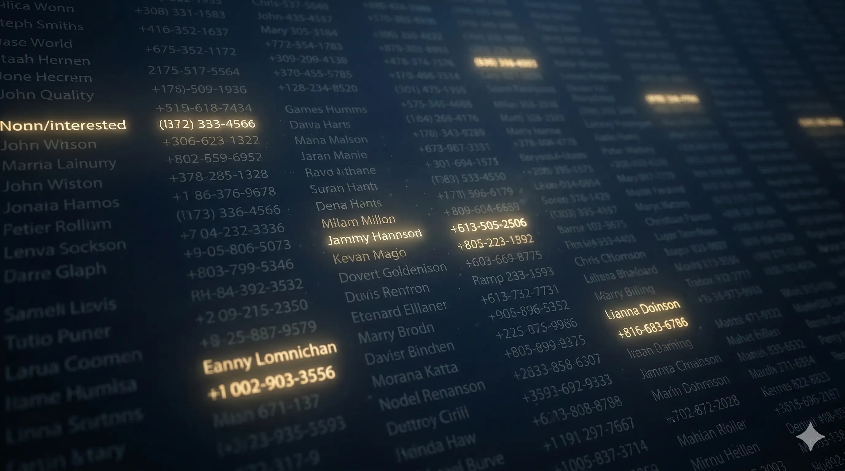 Abstract CRM database contact list data visualization